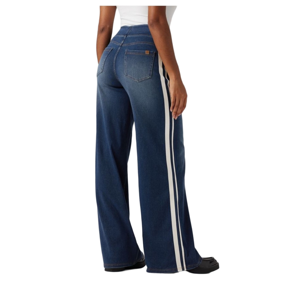 NWT Halara Wide Leg Flex Denim with White Stripes Size L